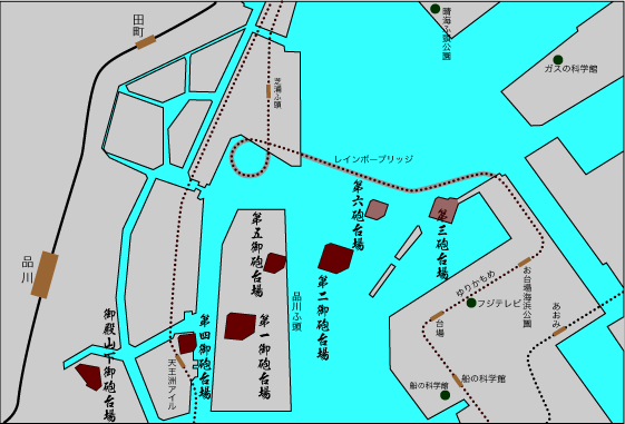 江戸お台場 砲台場の位置図